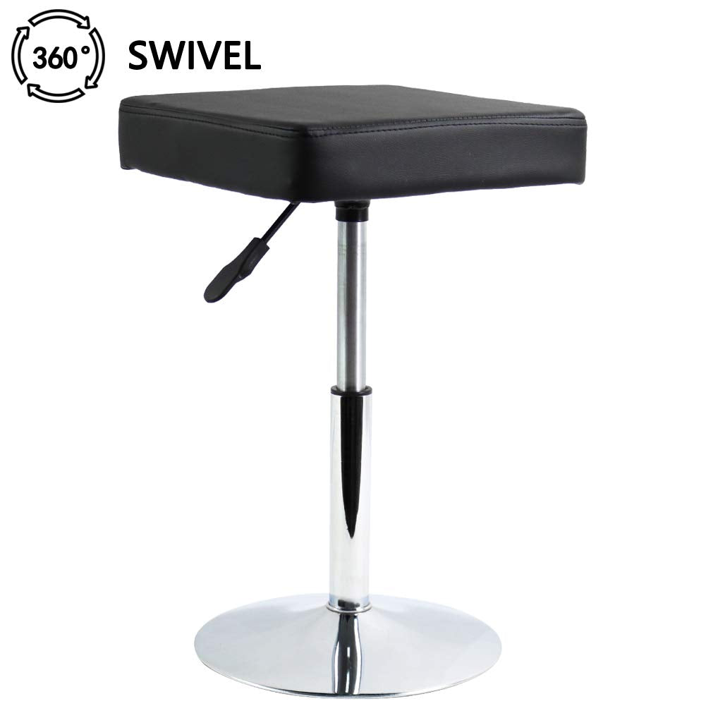 FURWOO Black Square Salon Stool - Height Adjustable Step Stool for Vanity,Manicure,Shop,Barber Home Office,Small