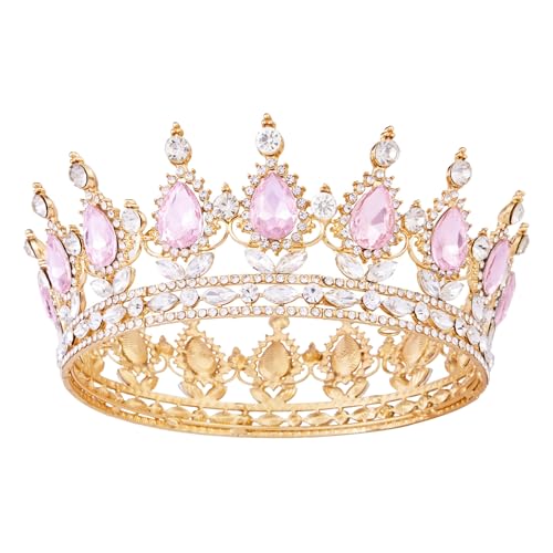 Crowns for Women, Gold Queen Tiara Baroque Vintage Crystal Rhinestone Headband for Lady Girl Bridal Bride Princess Prom Birthday Wedding Pageant Prom Homecoming Halloween Costume Party