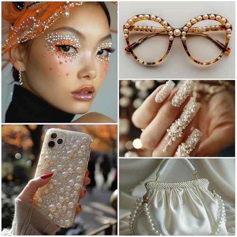 1982 Pcs Self-Adhesive Pearl Stickers, Multiple Sizes, Decorative Pearl Gems for Face, Crafts, Hair, Makeup, Nail