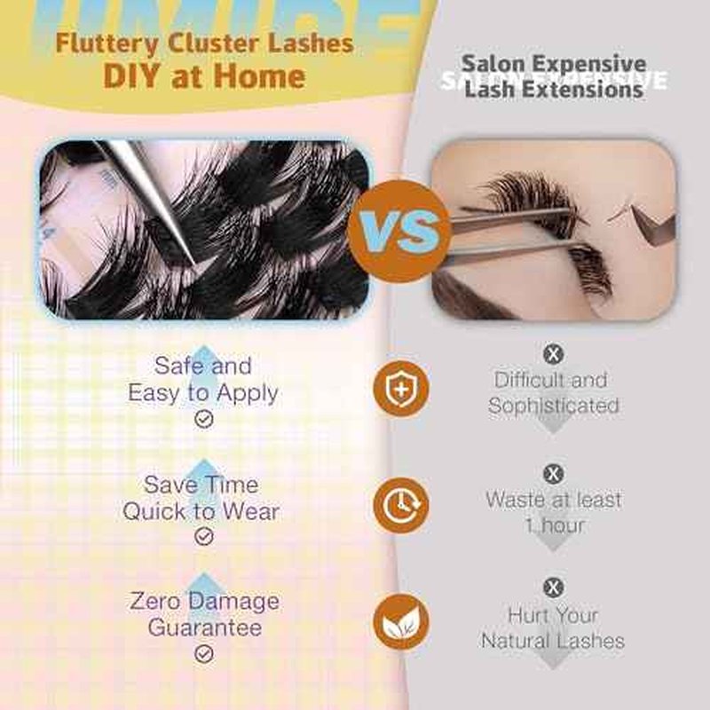 JIMIRE Manga Lash Clusters Wispy Volume Cluster Eyelash Extensions CD Curly 14-18MM Fluffy Eyelash Clusters Easy to Apply DIY Thick Individual Lashes at Home 162Pcs Pack