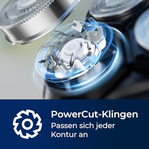 3-in-1 Electric Razor for Men, Waterproof Rotary Shaver, Beard Trimmer with Nose Hair Attachment, Premium Black