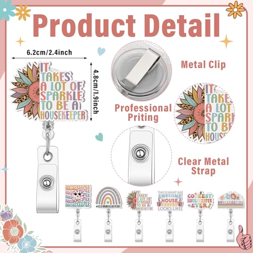 Kacctyen 24 Pcs Christmas Housekeeping Gifts Bulk 12 Thanksgiving Makeup Bag 12 Retractable Badge Reels Housekeeping Appreciation Gift for Housekeeper Cleaner Staff Team Employee Coworker Custodian