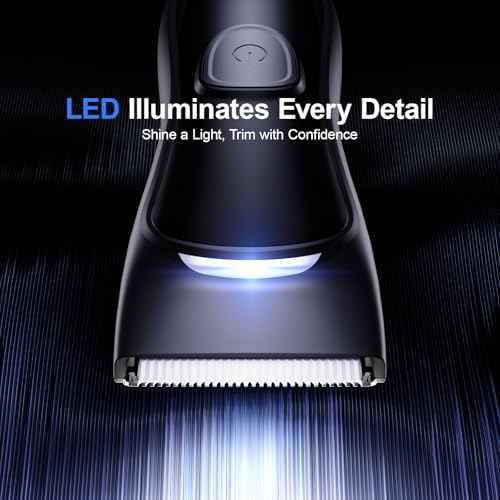 Body Hair Trimmer with Ceramic Blade - Manscaper Electric Razor for Men Women, Electric Shaver for Pubic Hair, Chest, Legs & Bikini, Waterproof & Rechargeable, Led Display