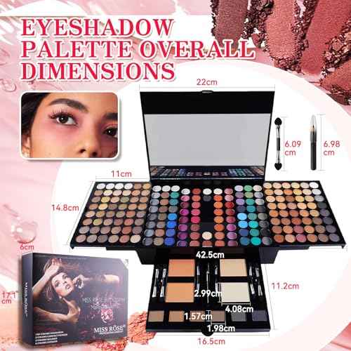 Pure Vie All-in-One Holiday Gift Makeup Set Essential Starter Bundle Include Eyeshadow Palette Lipgloss Concealer Blush Eyebrow Foundation Face Powder Eyeliner Pencil - Make up Kit for Women Full Kit