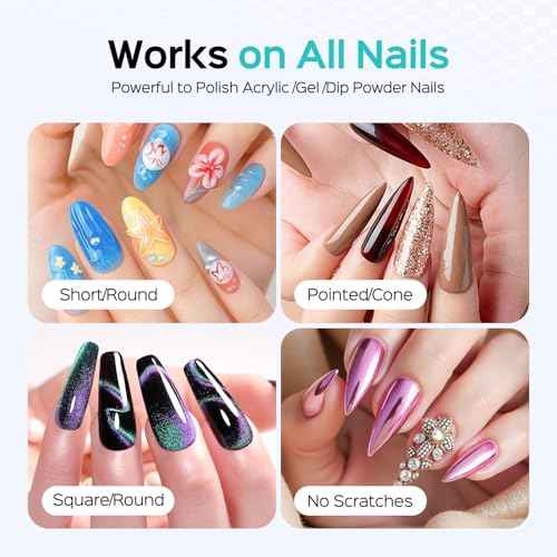 COSLUS Professional Rechargeable Electric Nail Drill 40000 RPM, Portable Nail File with Storage Stand for Acrylic Gel Polishing Removing - Easy to Use for Women, Manicure at Home DIY or Salon, Pink