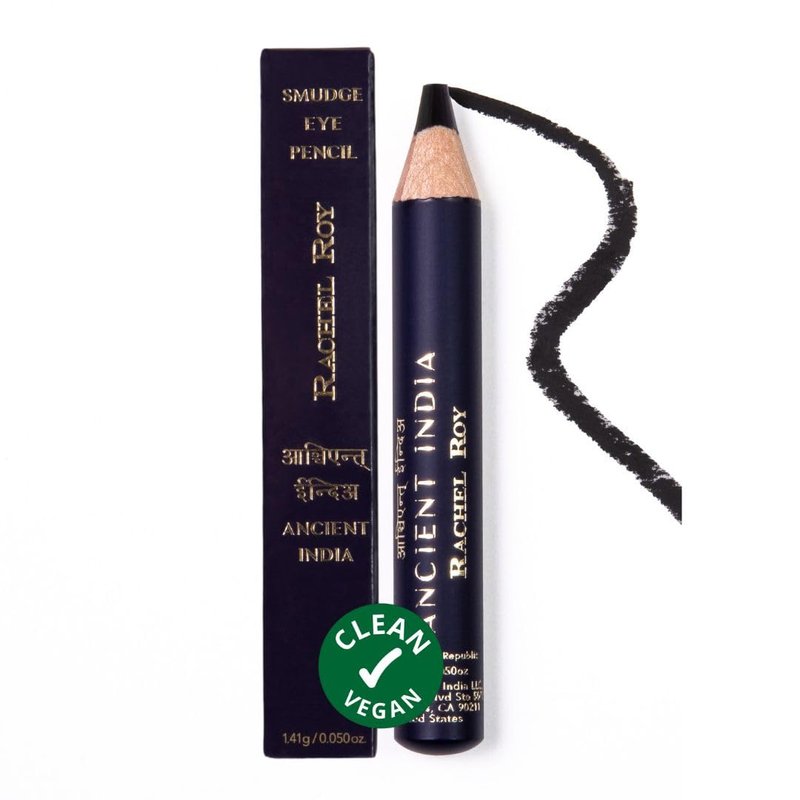 ANCIENT INDIA Clean Smudge Eyeliner - Vegan Eye Pencil for Smokey Eye Looks - Rich Pigmented Velvet Formula with Anti-Oxidants - Traditional Indian Beauty Essential for Daily Wear - Black