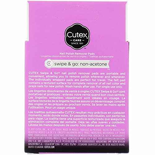 Cutex Care Swipe & Go Non-Acetone Nail Polish Remover Pads 10ct