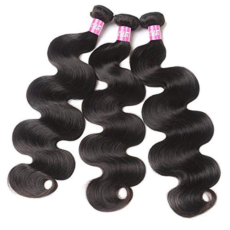 Odir Body Wave Human Hair Bundles with Closure 14 16 18+12 Inch Unprocessed 10A Brazilian Body Wave Virgin 3 Bundles with 4x4 Lace Clsoure Natural Color