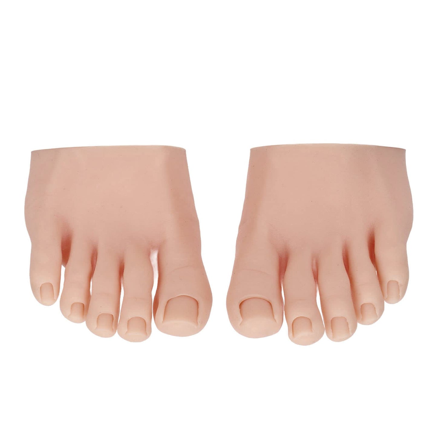 CYTGOUPER Silicone Fake Foot Model 1 Pair–Soft Half Foot with Fake Toes for Nail Art Practice, Tattoo Training,Pedicure Kit,Reusable Skin Silicone Foot for Beginners, Salon Props