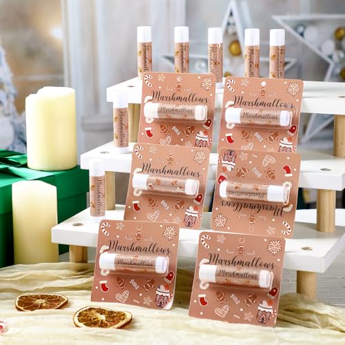 24 Pcs Hot Cocoa Bar Flavor Lip Balms Bulk Hot Chocolate Coffee Bar Supplies for Guest Lip Balm Gift Set Travel Size Lipstick Winter Baby Shower Christmas Birthday Favors Decorations