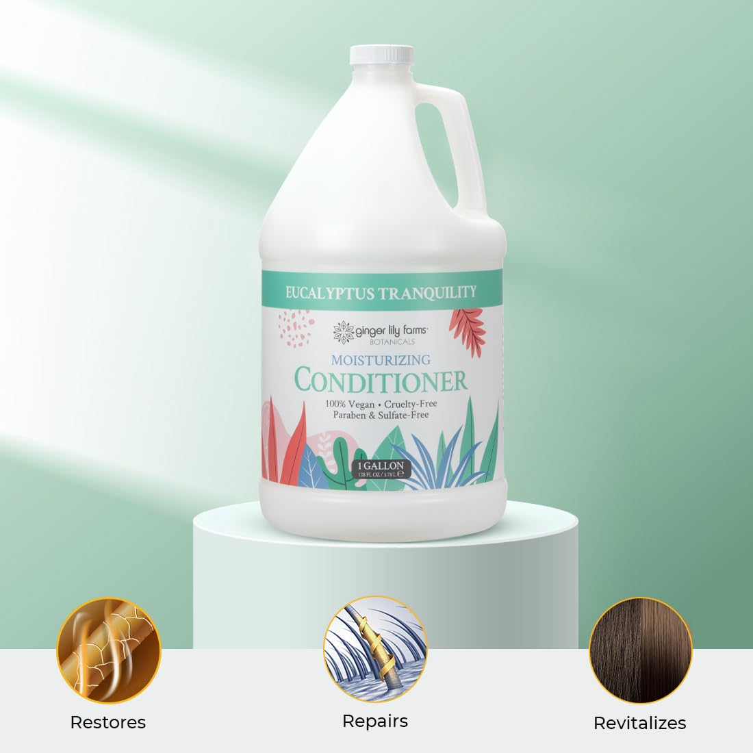 Ginger Lily Farms Botanicals Moisturizing Conditioner for Dry Hair, Eucalyptus Tranquility, 100% Vegan & Cruelty-Free, 1 Gallon (128 fl oz) Refill