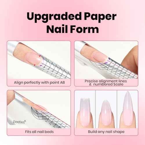 Beetles Builder Gel for Nails-3 Colors 9 in 1 Nail Extension Sculpting Building Clear Nude Pink Hard Gel Kit with Base Top Coat for Pros Women,UV & LED Lamp Cured Needed