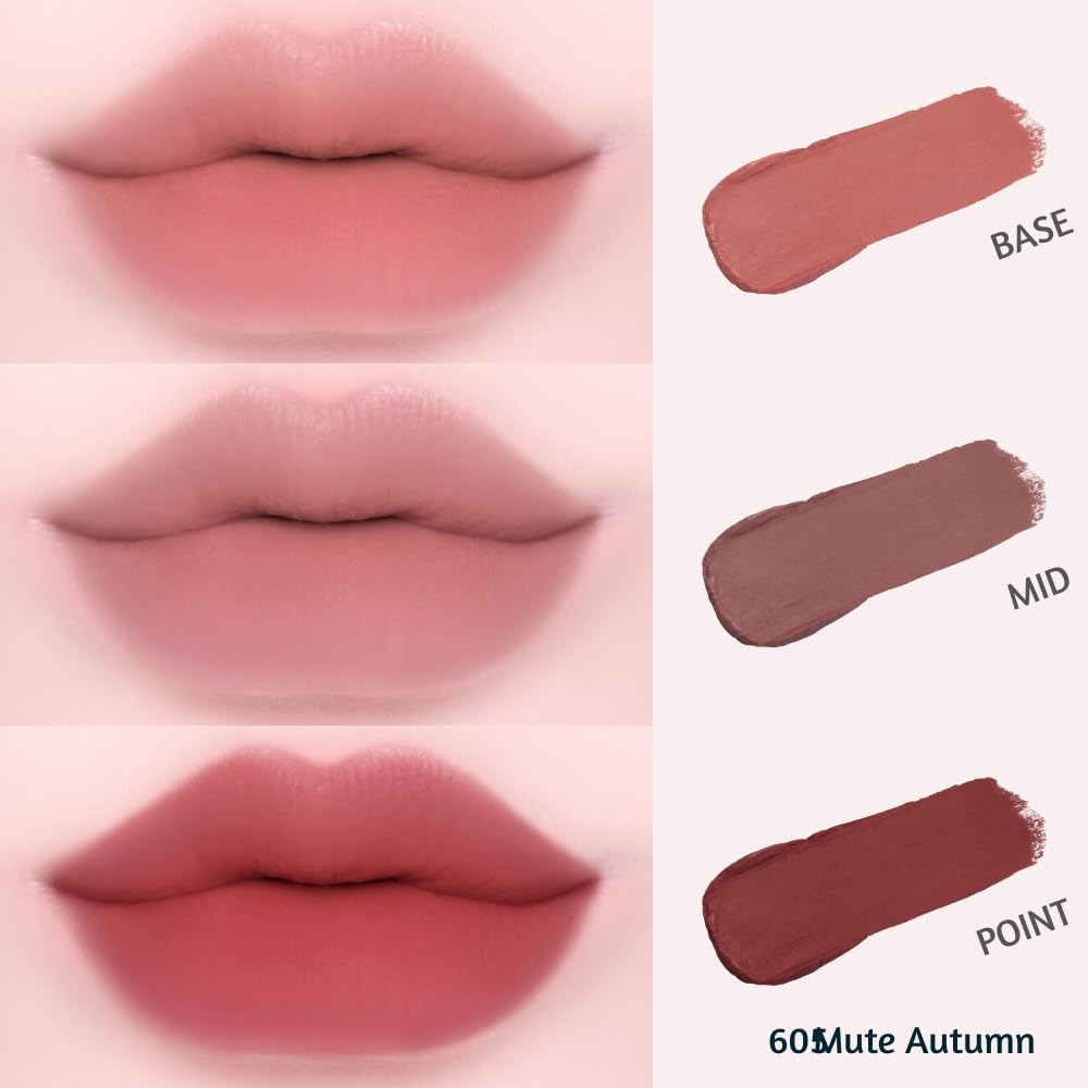 Dinto (Alice Collection) Blurring Time to Kiss & Blush (605 Mute Autumn) - 2-in-1 Lip and Cheek Tint, Soft Matte Blurring Finish, Long Lasting Velvet Texture