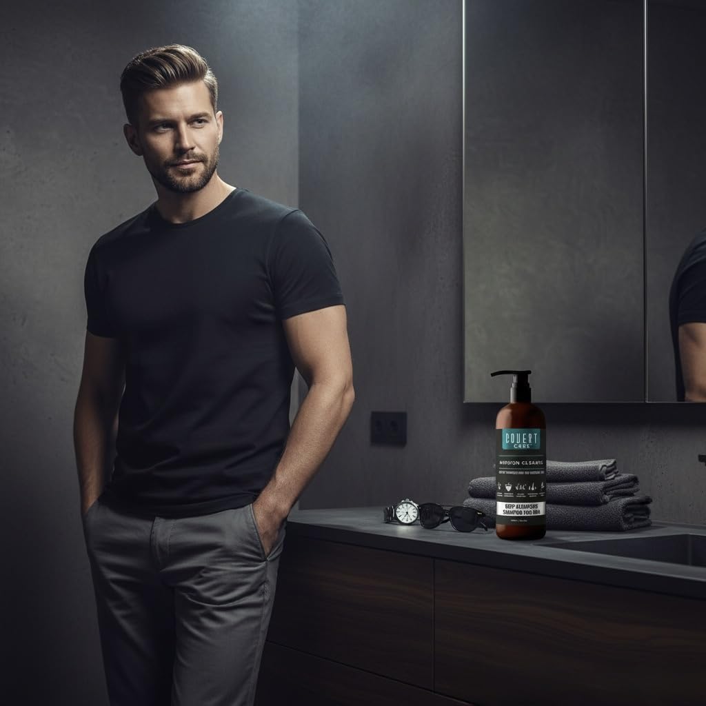 Covert Care Men’s Thickening Shampoo for Thinning Hair – Strengthens Hair, Boosts Volume, Nourishes Scalp, and Activates Roots for Fuller, Stronger-Looking Hair