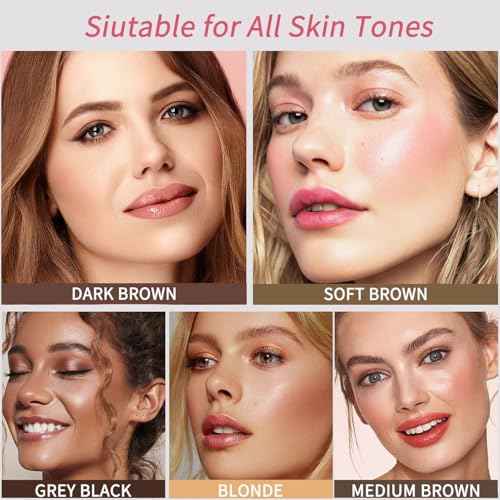 Eyebrow Stencils, Eyebrow Stamp Perfect Eyebrows Brow Stamp Waterproof, Eye Brow Stencil Kits Eyebrow Kit for Women With 10PCS Eyebrow Shaping Kit Smudge-proof & Long-Lasting, Soft Brown