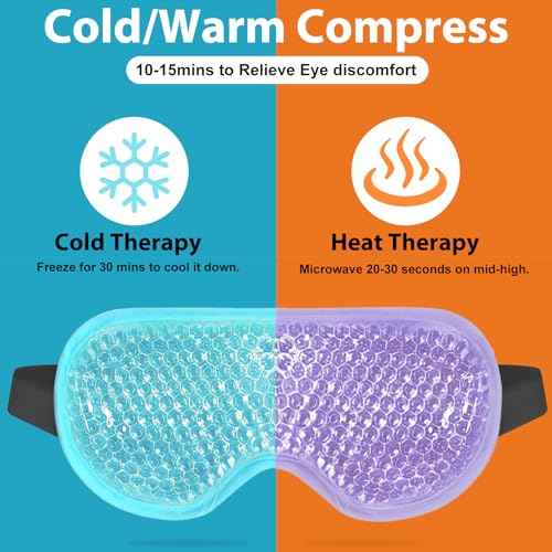BeeVines Gel Eye Mask, 2 Pack Cooling Ice Masks for Puffy Eyes for Men & Women, Cold & Warm Compress for Post Surgery, Puffiness, Allergies, Sinuses & Migraines Treatment(Blue & Purple)