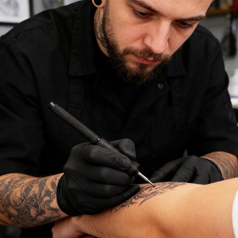 Tattoo Pen Set - Skin Safe Markers with 20 Ink Cartridges & Black Aluminum Holder | Perfect for Precise Stencil Marking