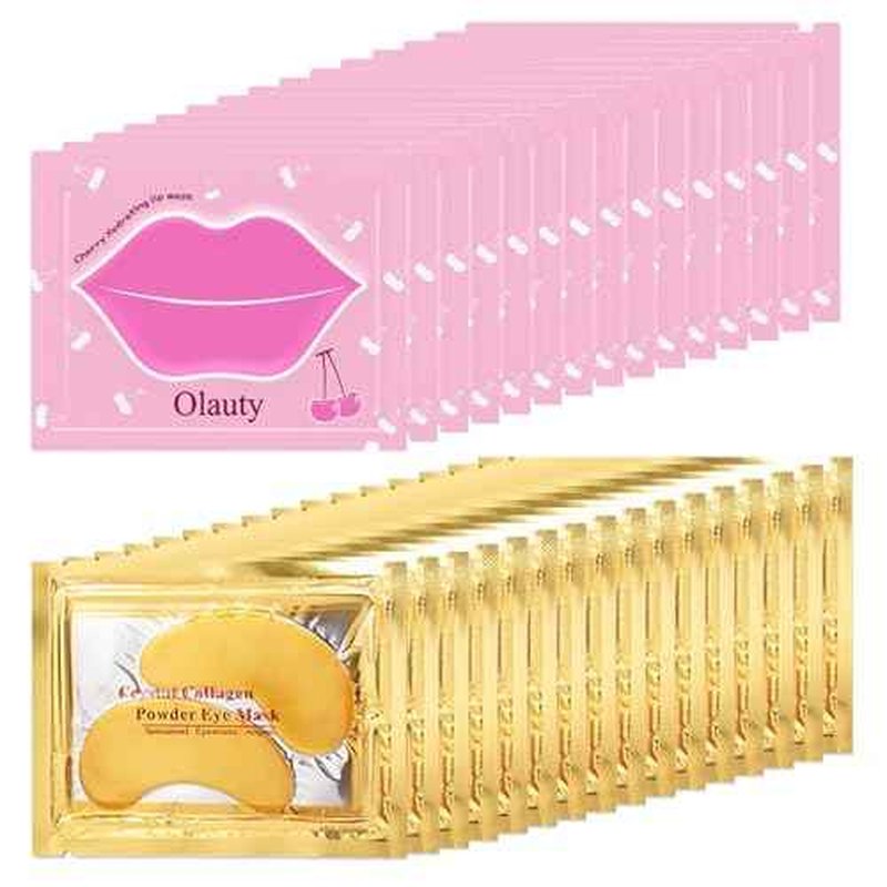 Miniling 30 Pairs Lip Mask & Eye Mask, Crystal Collagen Under Eye Patches for Puffy Eyes, Undereye Bags, Wrinkles, 24K Gold Gel Eye Masks for Dark Circles and Puffines, Skincare Gifts for Women