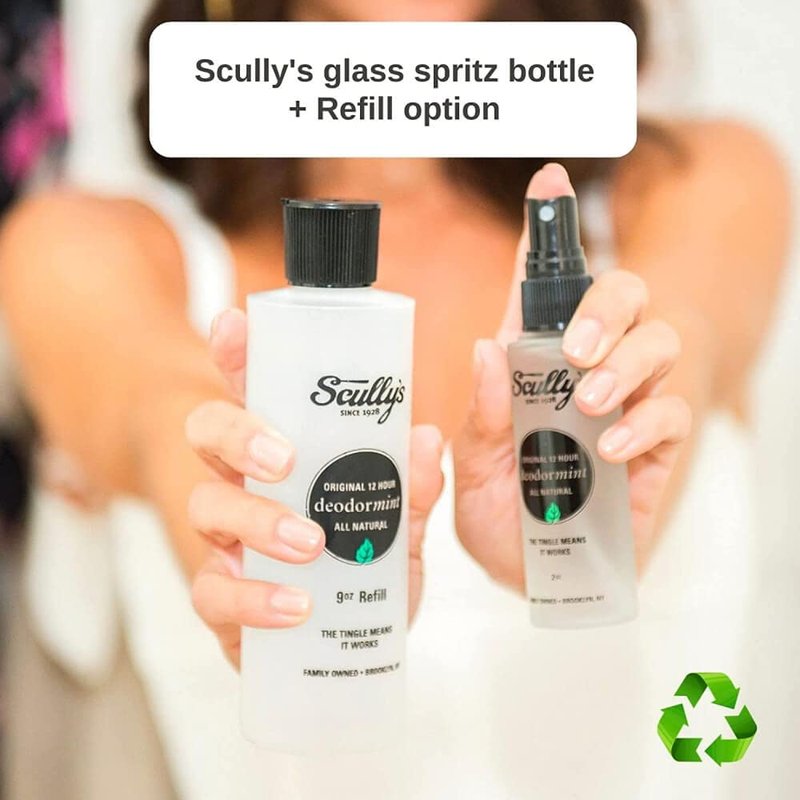 Scully’s Deodormint Natural Deodorant Spray (2oz) + Refill (9oz) - Aluminum-Free, Non-Toxic Deodorant for Women, Men & Kids - 12 Hour Protection, No Chemicals - USA Made (Grapefruit & Mint Set)