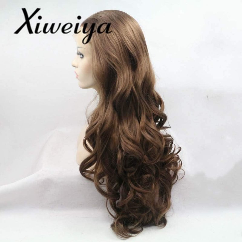 Brown Lace Front Wig for Women - Long Wavy Synthetic Hair, Heat Resistant Fiber | 6# Color