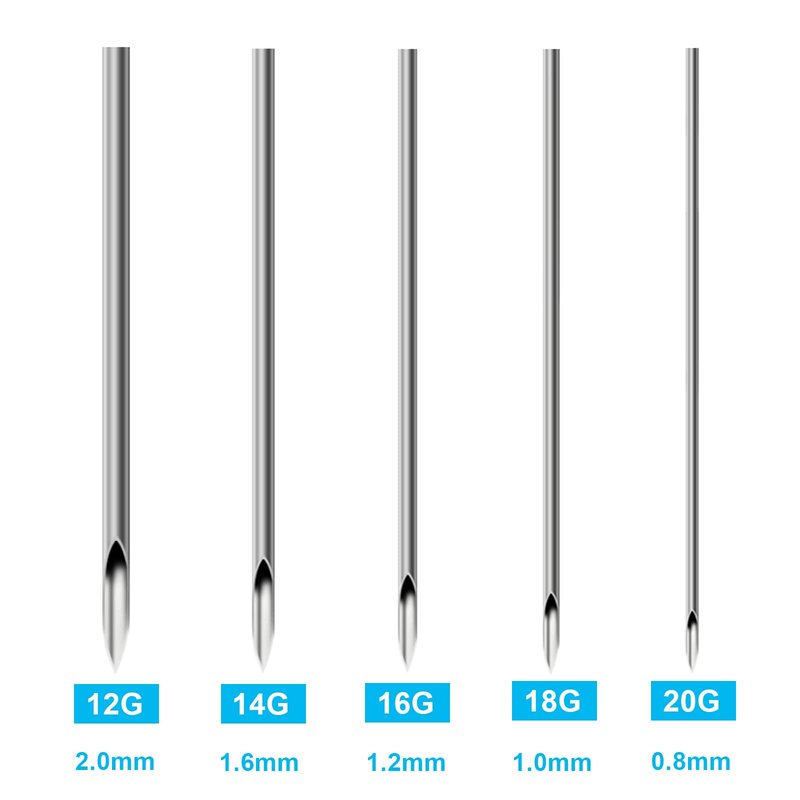 Lyuxzad Ear Nose Piercing Needles and Piercing Clamps Kit 75Pcs 50Pcs Mix Piercing Needles 12G 14G 16G 18G 20G Hollow Needles and 25Pcs Round Slotted Piercing Forceps for Ear Nose Belly Piercing Kit