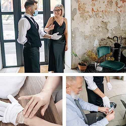 24 Pcs (12 Pair) White Cotton Gloves for Dry Hand Moisturizing Cosmetic Eczema Hand Spa and Coin Jewelry Inspection, Checking Gloves,Serving Gloves Stretchable Lining Gloves Moisturizing Gloves