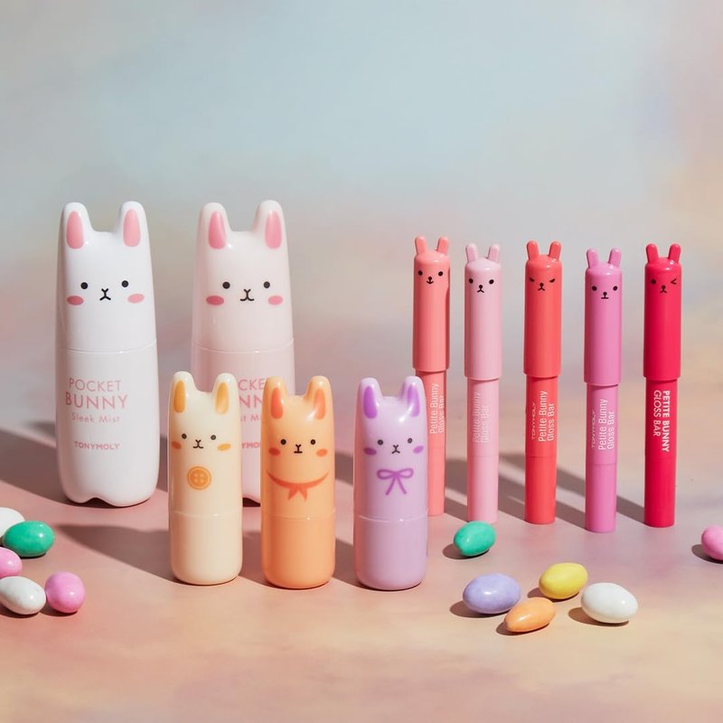 TONYMOLY Petit Bunny Lip Gloss 3 Pack – Easter Basket Stuffers for Girls, Cute Bunny Lip Gloss Set, Hydrating Korean Lip Crayon with Vitamin E, Moisturizing & Glossy Finish