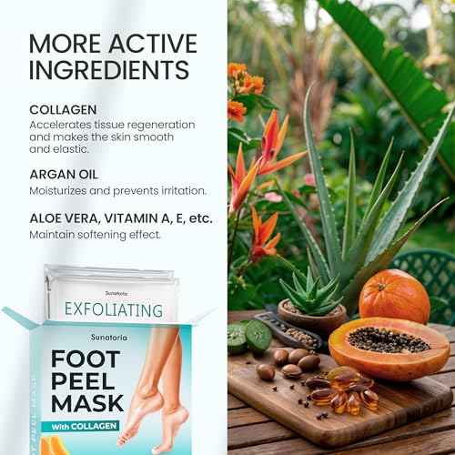 Foot Peeling Mask for Dead Skin Remover & Deep Moisturize | 2 Pairs | Dermatologically Tested - Foot Peel Mask for Dry Cracked Feet - Foot Mask make Soft Baby Feet for Men & Women | Aloe Vera