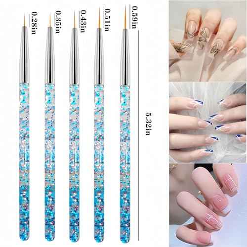 Nail Art Tool Set - 5 Dotting Tools & 5 Nail Liner Brushes for Salon, Professionals & Beginners