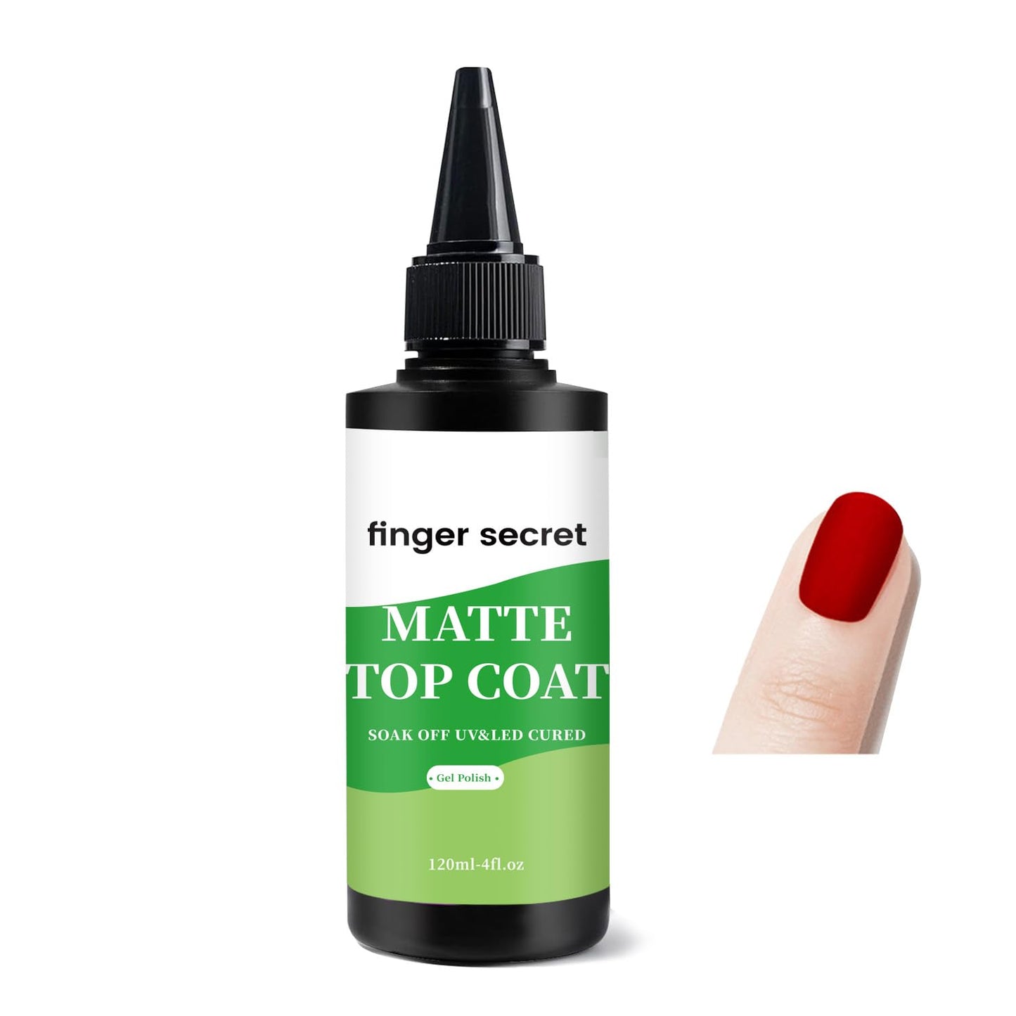 finger secret 120ml/4floz Matte Top Coat for Gel Nail Polish,Fashion Matte Nail Polish,Nail Supplies for DIY in Salon or Home Use.