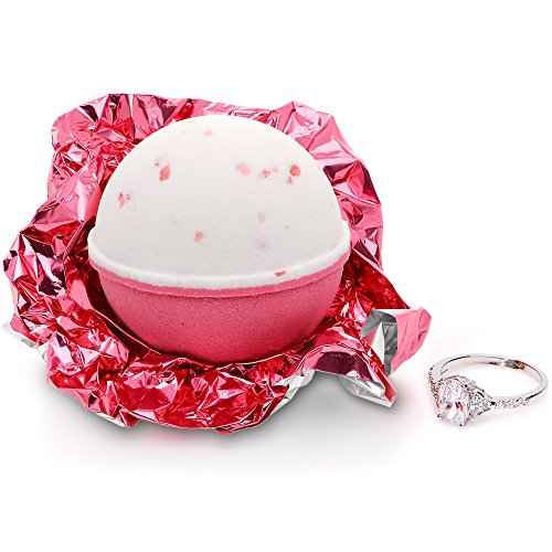 Bath Bomb with Surprise Size Ring Inside - Pink Himalayan Sea Salt Extra Large 10 oz. Bath Bombs with Jewelry - Hand Made in USA - Perfect for Spa & Bubble Bath. Great Gift for Birthday, Mothers Day