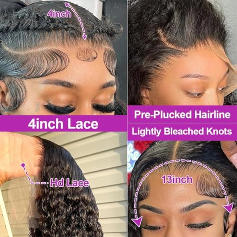 Deep Wave Lace Front Wigs Human Hair Wig for Woman 13x4 Hd Deep Curly Lace Front Wig Human Hair Pre Plucked With Deep Wave Lace Frontal Wigs (12 Inch)