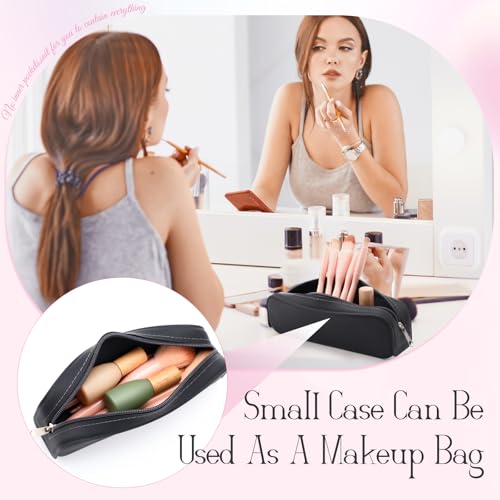 8 Pcs Silicone Pencil Case Pen Zipper Pouch Bags Aesthetic Operation Christmas Holiday Gifts Stationery Travel Toiletry Makeup Coin Organizer Waterproof Christian (Black)