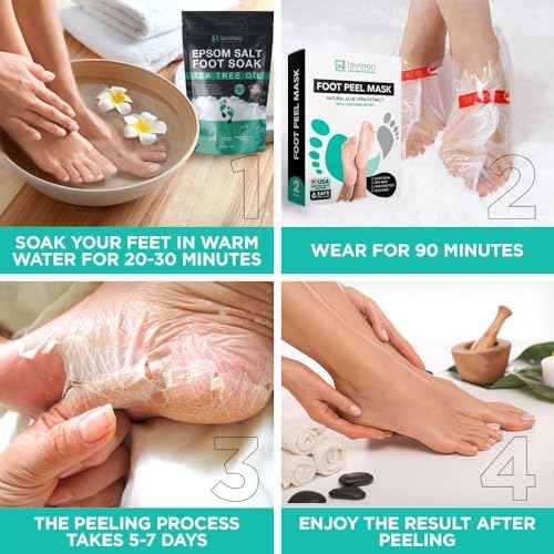 Lavinso Foot Peel Mask for Dry Cracked Feet ? 2 Pack Peeling Mask Removes Dead Skin and Calluses - Exfoliating for Soft Baby Feet, Original Scent