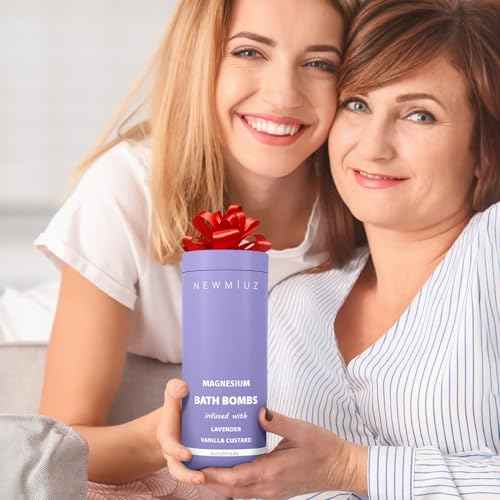 Magnesium Lavender Vanilla Luxury Fizzing Bath Bomb Sensitive Skin Formula for Relaxation Bath Moisturizing Shea Butter Stress Relief Gift for Women