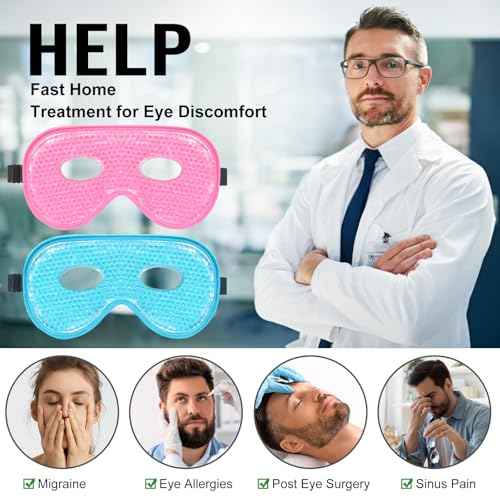 BeeVines Gel Eye Mask, 2 Pack XL Jumbo Size Cooling Ice Masks for Puffy Eyes for Men & Women, Cold & Warm Compress for Post Surgery, Puffiness, Allergies, Sinuses & Migraines Treatment