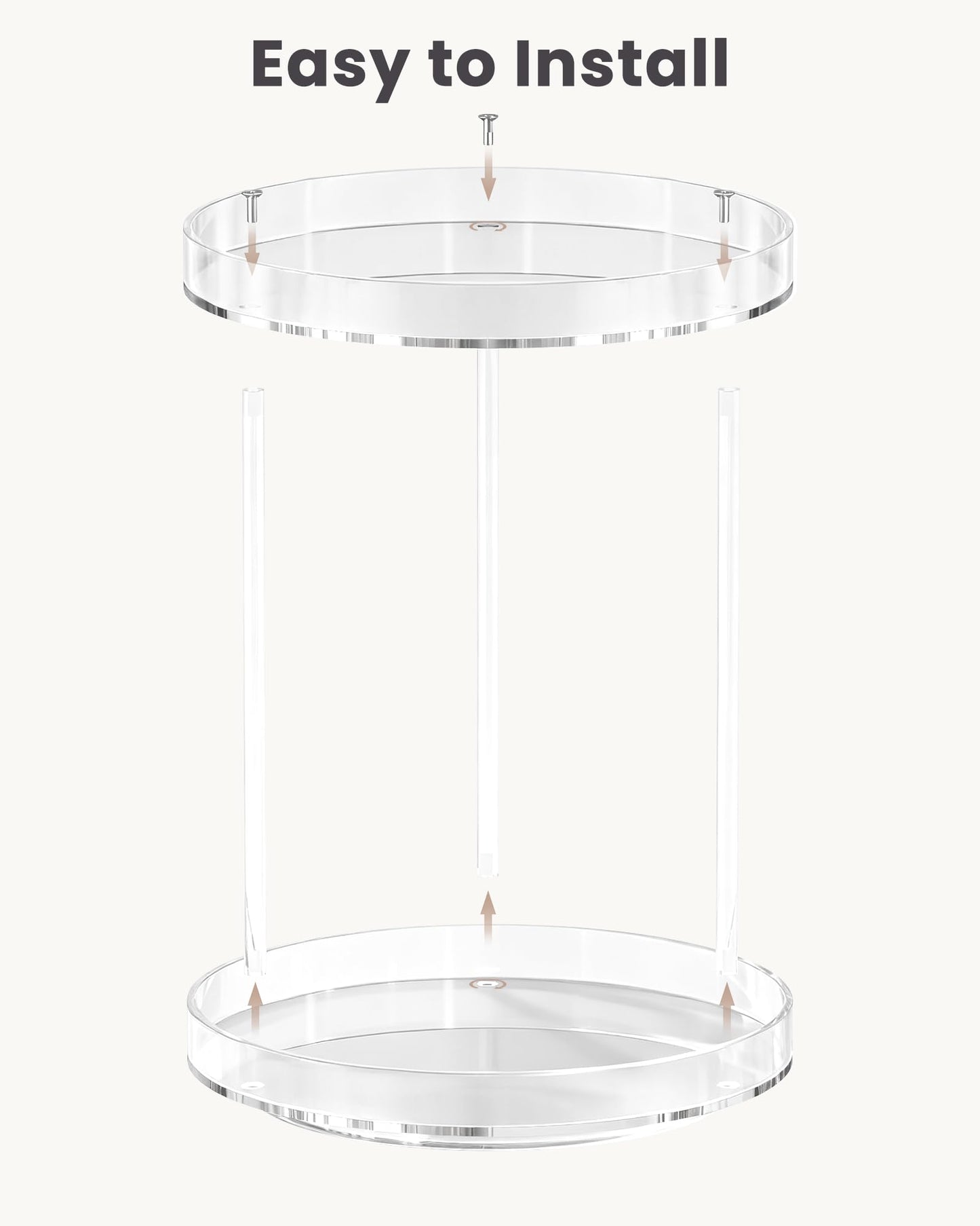 Lolalet 360 Degree Rotating Acrylic Perfume Organizer Stand, 2 Tiers Clear Perfumes Holder Display Rack, Makeup Skincare Organization for Vanity Bathroom Countertop -Large, Clear