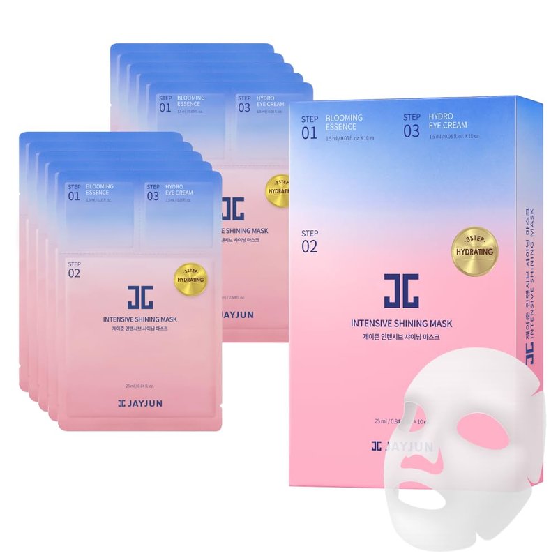 JAYJUN Intensive Shining Mask - Lavender Extract 3-Step Hydration | 10 Pack Korean Sheet Mask for Dull Skin