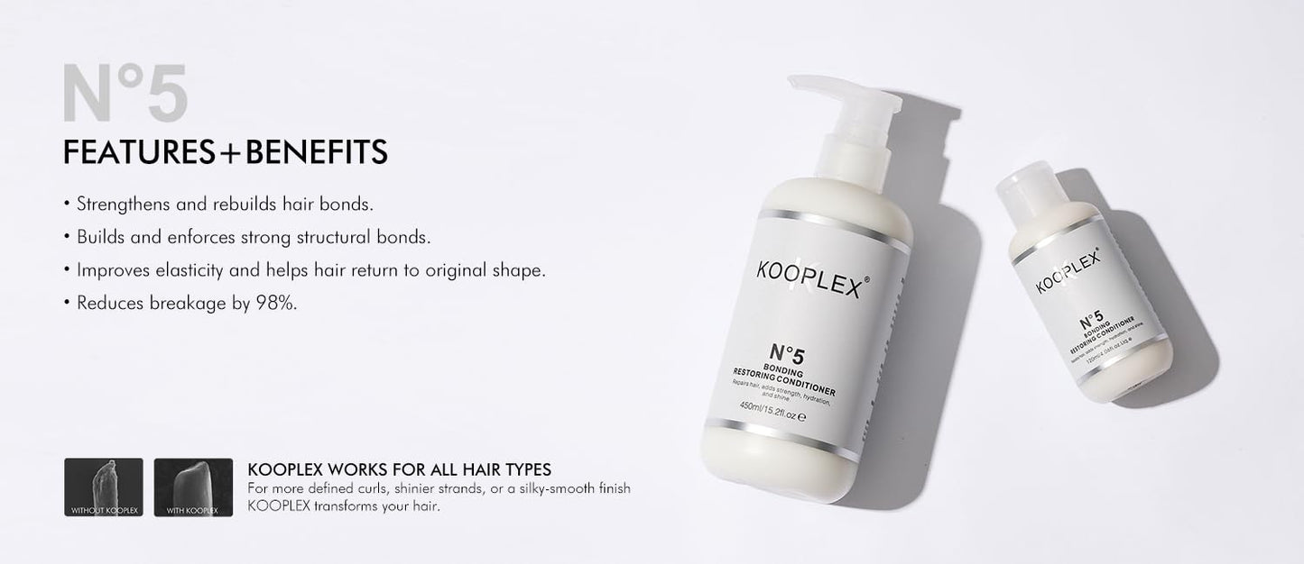 KOOPLEX No.5 Bond Restoring Conditioner – Deep Hydration & Fiber Repair with Argan Oil, Wheat Protein & Keratin | Smooth, Strengthen & Protect Color-Treated Hair 15.06fl.Oz/450ml