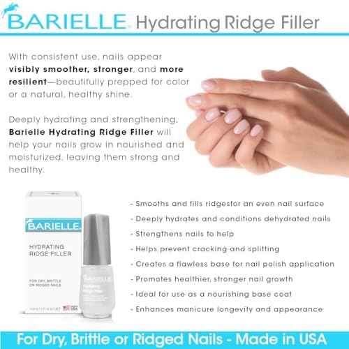 Barielle Hydrating Ridge Filler For Dry, Brittle, Ridged Nails & Nail Growth, Fill and Smooths Nail Ridges, Strengthening Base Coat 0.5 Ounce