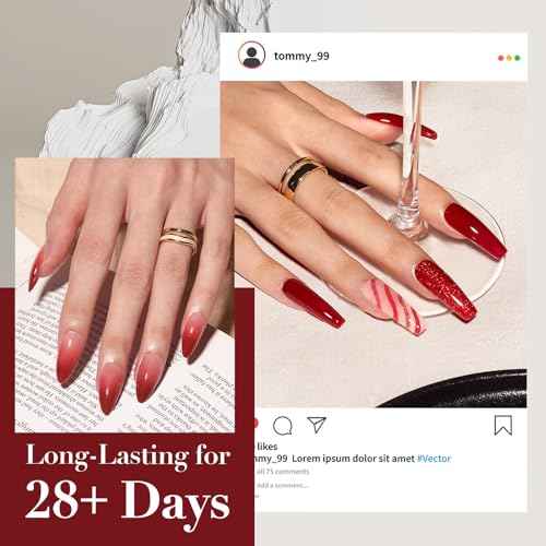 AZUREBEAUTY Dip Powder, Brown Red Glitter 6 Colors Dipping Powder Starter Kit French Nail Art Manicure DIY Salon for Women, No Need Nail Lamp Cured