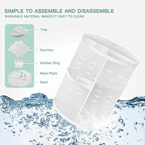 360 Rotating Makeup Organizer,DIY Adjustable Spinning Holder,Foldable Cosmetic Storage Display box,Large Capacity Make up Caddy Shelf,Fits Countertop Vanity and Bathroom (WHITE)