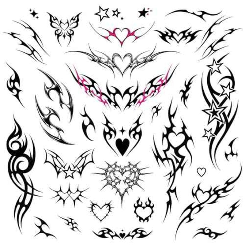 Edgy Y2K Temporary Tattoos | CyberSigilism Tramp Stamps | Realistic Waterproof Fake Tats | Festival, Bachelorette, Halloween, Birthday Favors, Accessories