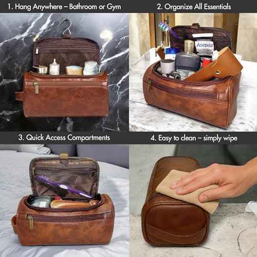 Mens Travel Bag Toiletry with Razor Travel Case-Durable Zippers & Waterproof Lining, Spacious Yet Compact, Hanging Kit for Business Travel, Groomsmen & Dad Gifts-boys toiletry bag