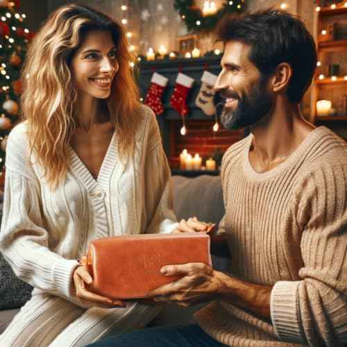 Luxury Mens Bath and Body Gift Set Basket For Him - Smoky Sandalwood - All Natural Skin Care Kit For Men w. Full Size Body Wash, Facial Scrub, Body Lotion, Deodorant in Leather Toiletry Bag