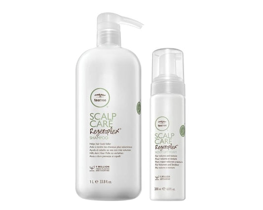 Tea Tree Scalp Care Regeniplex Set with Shampoo and Root Lift Foam for Thicker Fuller Hair