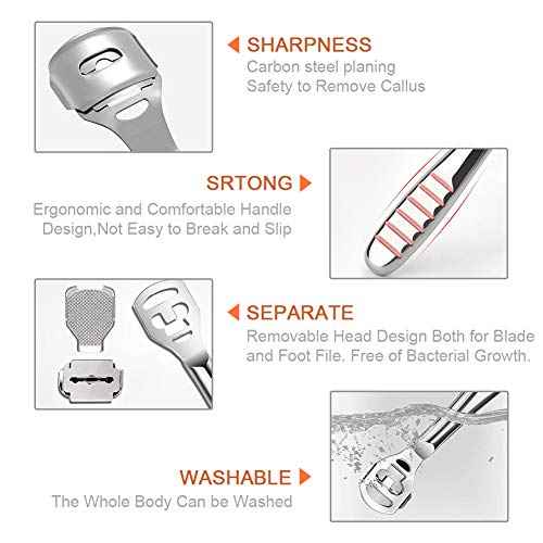 Codream Pedicure Callus Shaver Foot File Care Hard Skin Remover Callus Shaver Sets with Case, Foot File Heads & 10 Replacement Blade