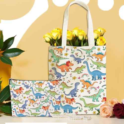 Dog Dinosaur Whale Shark Butterfly Mushroom Chicken Corgi Cat Gifts Canvas Tote Bag Makeup Bag for Women Birthday
