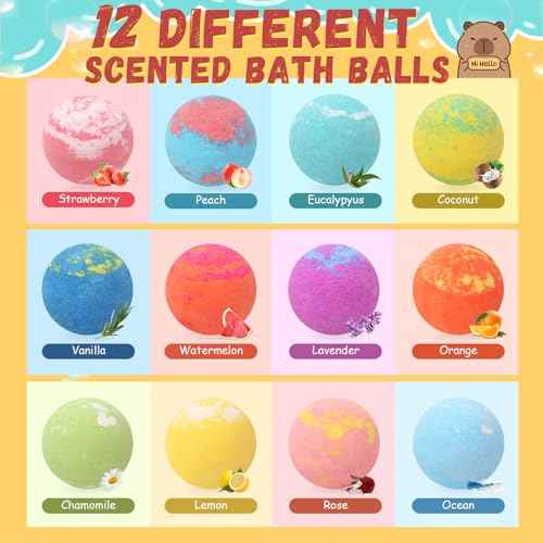Bath Bombs for Kids with Surprise Inside Organic Bath Bombs Set for Girls Boys with Capybara Toys Inside Ideal Kids Birthday Christmas Easter Gift