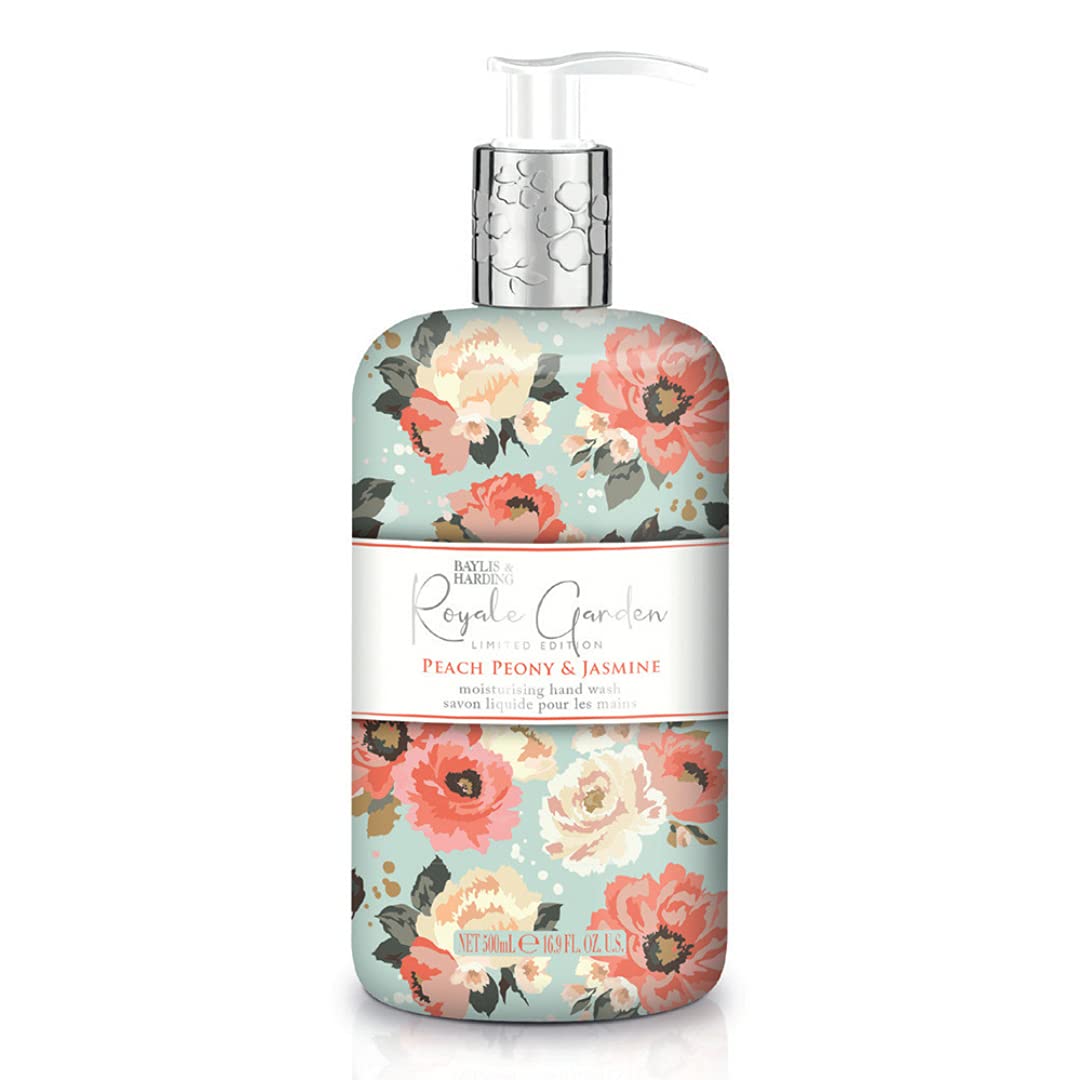 Baylis & Harding Liquid Hand Soap Wash with Dispenser, Royale Garden, Verbena & Chamomile, 16.9oz/500ml (6-Pack)